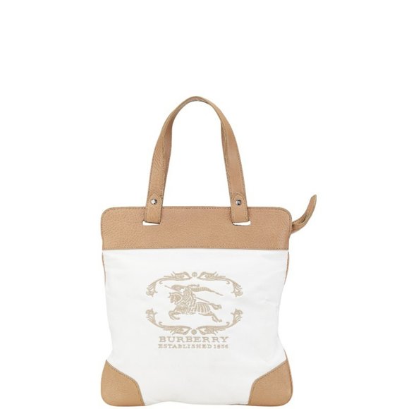 Burberry Nova Check Logo Handbag Tote Bag in White and Beige Canvas Leather f...,All Products : American Fashion Style Bags On Sale